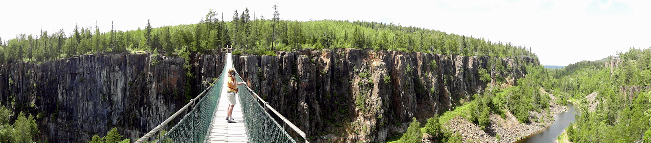 Karen Duquette on the suspension bridge
